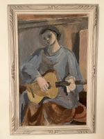 Gemälde "Mädchen mit Gitarre" von Heinrich Müller, Zürich