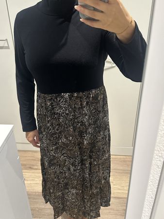 Damen Kleid schwarz gemustert langarm guter Zustand