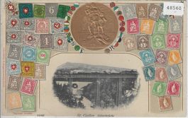 St. Gallen - Sitterbrücke - Briefmarken-Präge-Litho