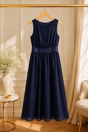 Elegantes dunkelblaues Chiffon-Kleid  Größe S/M 