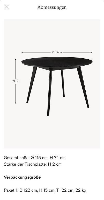 Tables: Runder schwarzer Holz-Esstisch – D'occasion à Zürich par annanna01 2