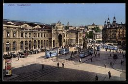 Zürich, Strassenbahnen vor dem Hauptbah