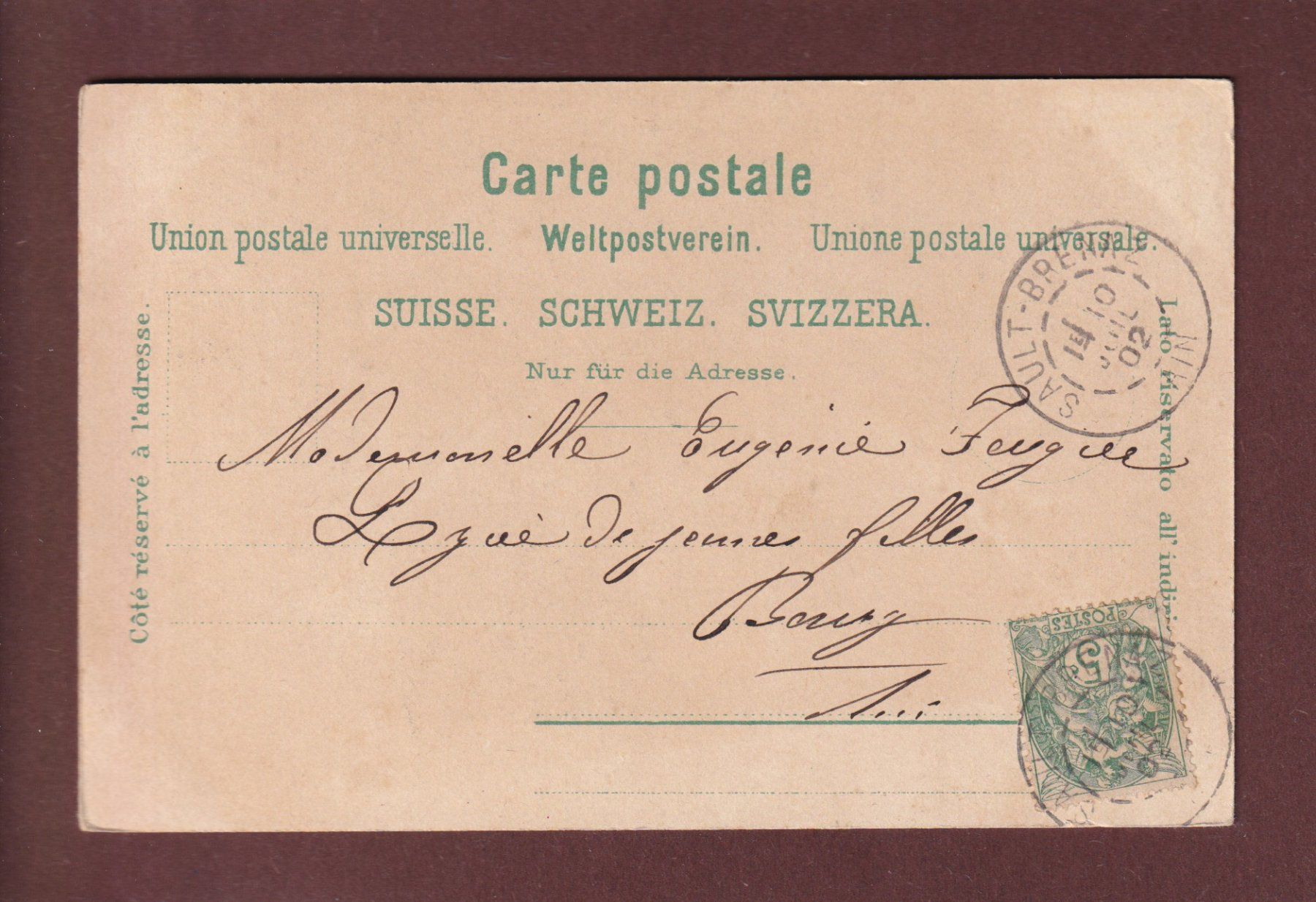 Cartoline postali: GENEVE depuis St. Jean - 1902 – Usato da Pully venduto da nicecards 1