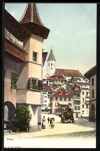 Cartoline postali: AK Thun, Strassenpartie im Ort – Usato da Berlin venduto da bartko-reher