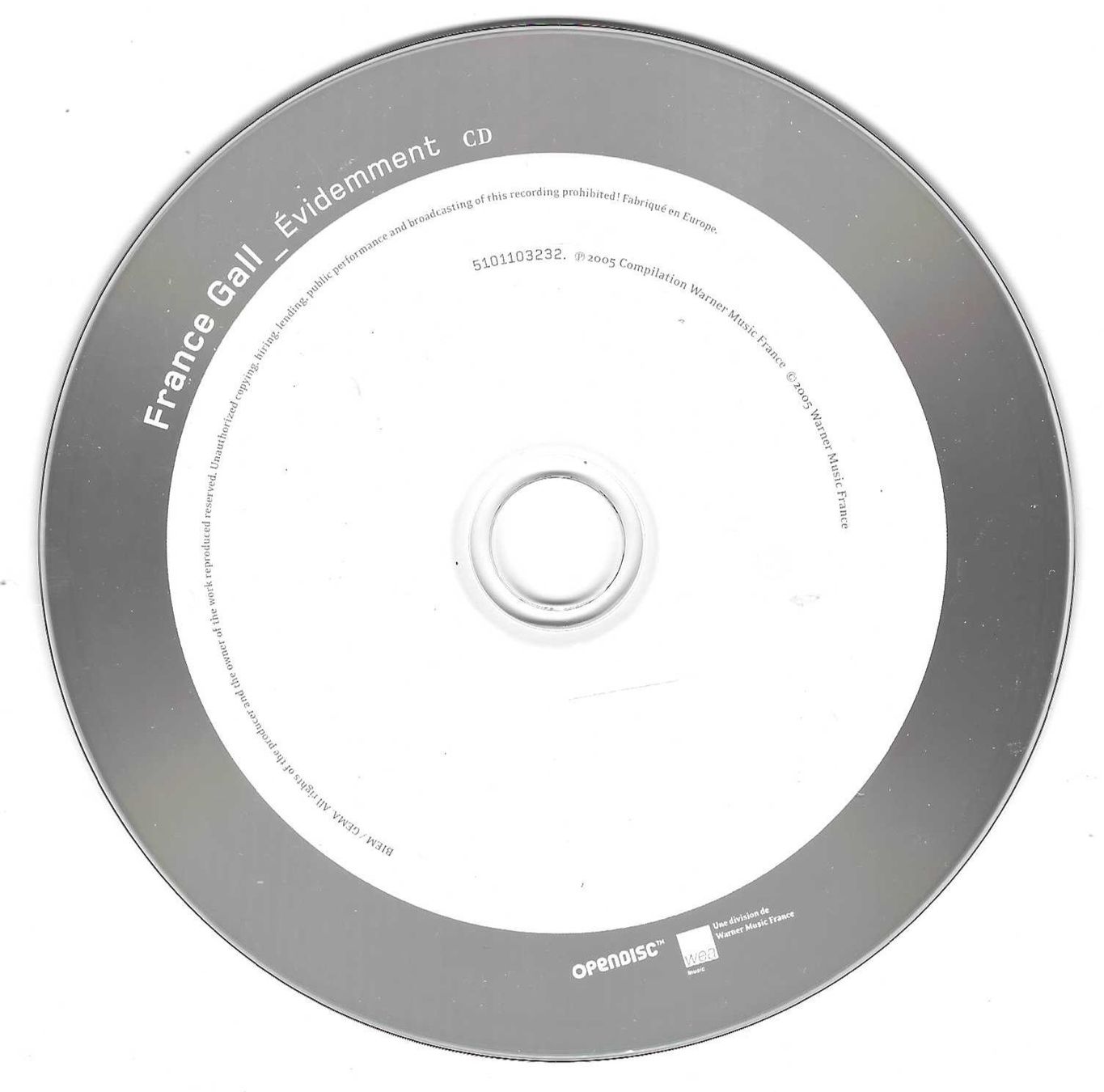 CD: FRANCE GALL  -  EVIDEMMENT – Usato da Bex venduto da Giorgiob 2
