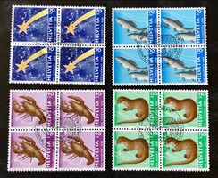  Viererblock Nr.J340-J343 ET Stempelt Bern 1996 Tiere im und