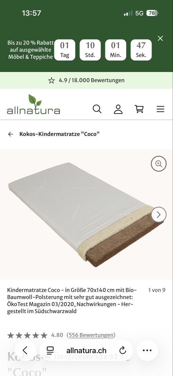 Materassi: Kokos Kindermatratze – Usato da Zürich venduto da Coelkas 3