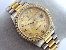 ROLEX DAY-DATE TRIDOR 18K & DIAMANTEN 1988 REF. 18349  36MM