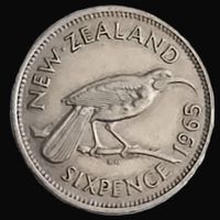 NEUSEELAND 6 PENCE 1965