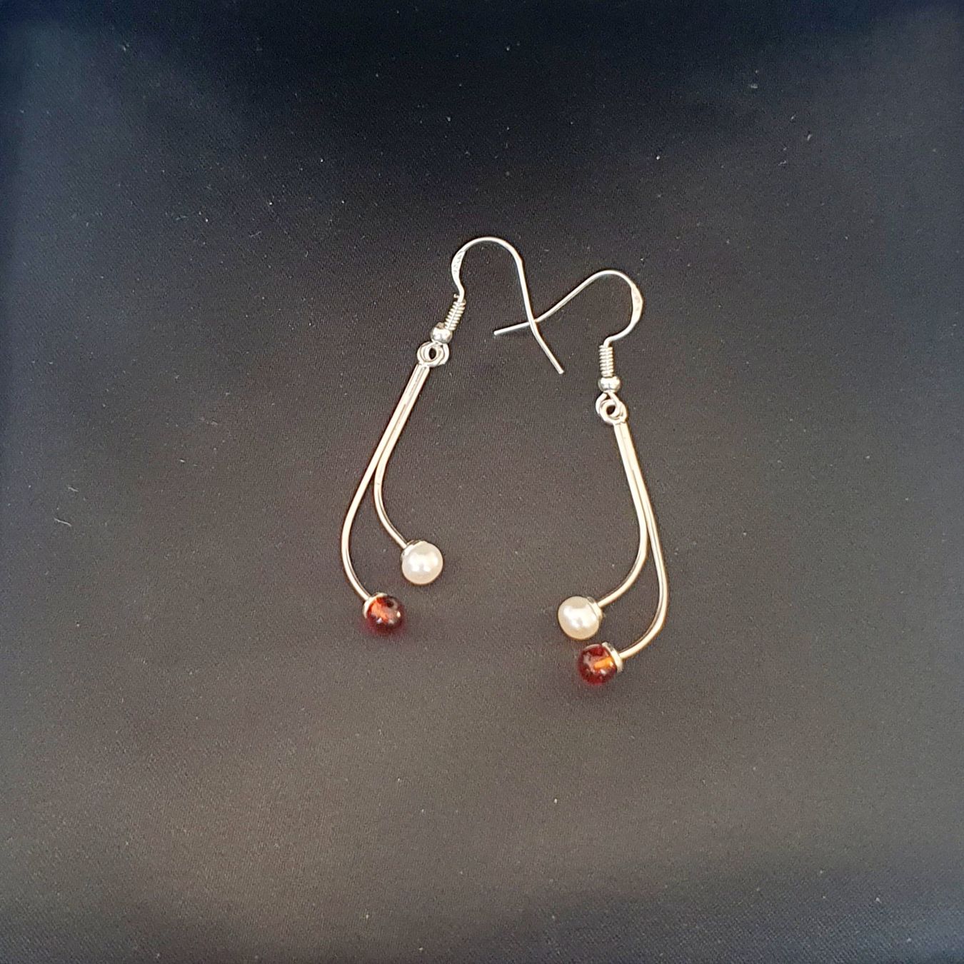 Orecchini pendenti & Orecchini a lobo: Elegante 925 Silber Ohrringe mit Amber & Perle – Nuovo (secondo la descrizione) da Kreuzlingen venduto da Wunderkiste123