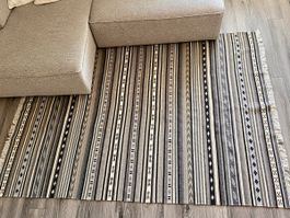Teppich Streifenmuster Beige/Grau guter Zustand