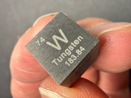 Wolfram, Elementwürfel, Dichtewürfel mit Gravur 1x1x1cm