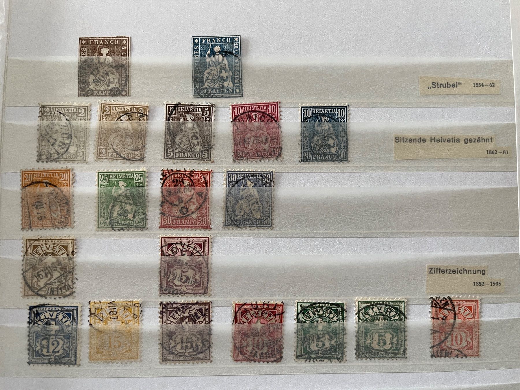 Tutti i francobolli: Briefmarken Sammlung Schweiz, Helvetia – Usato da Stetten AG venduto da Brissago25 1
