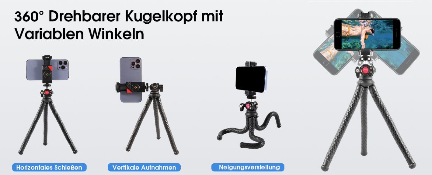 Treppiedi & Teste: Flexibles Stativ mit 1/4'' Schraubenkopf – Nuovo e nell'imballaggio originale da Châtelaine venduto da topshop.switzerland 3