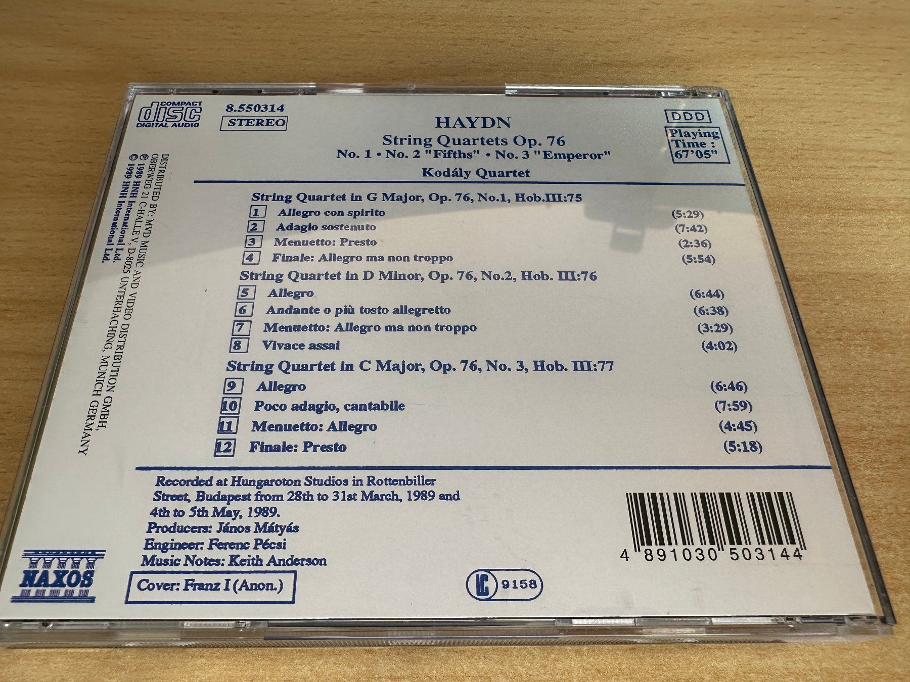 CD: C3 Haydn Kodály Quartet String Quartets Op. 76 (No. 1 • No. – Usato da Rikon im Tösstal venduto da Alpenmutz 1