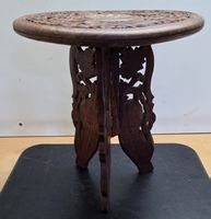 Indischer Beistelltisch Holz Geschnitzt Inlays