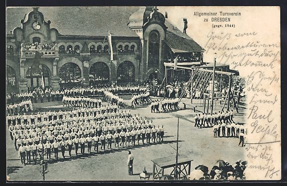 Cartoline postali: Dresden, Allgemeiner Turnverein, Parade- – Usato da Berlin venduto da bartko-reher