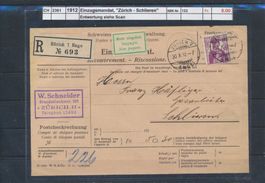1912 Einzugsmandat, "Zürich - Schlieren"