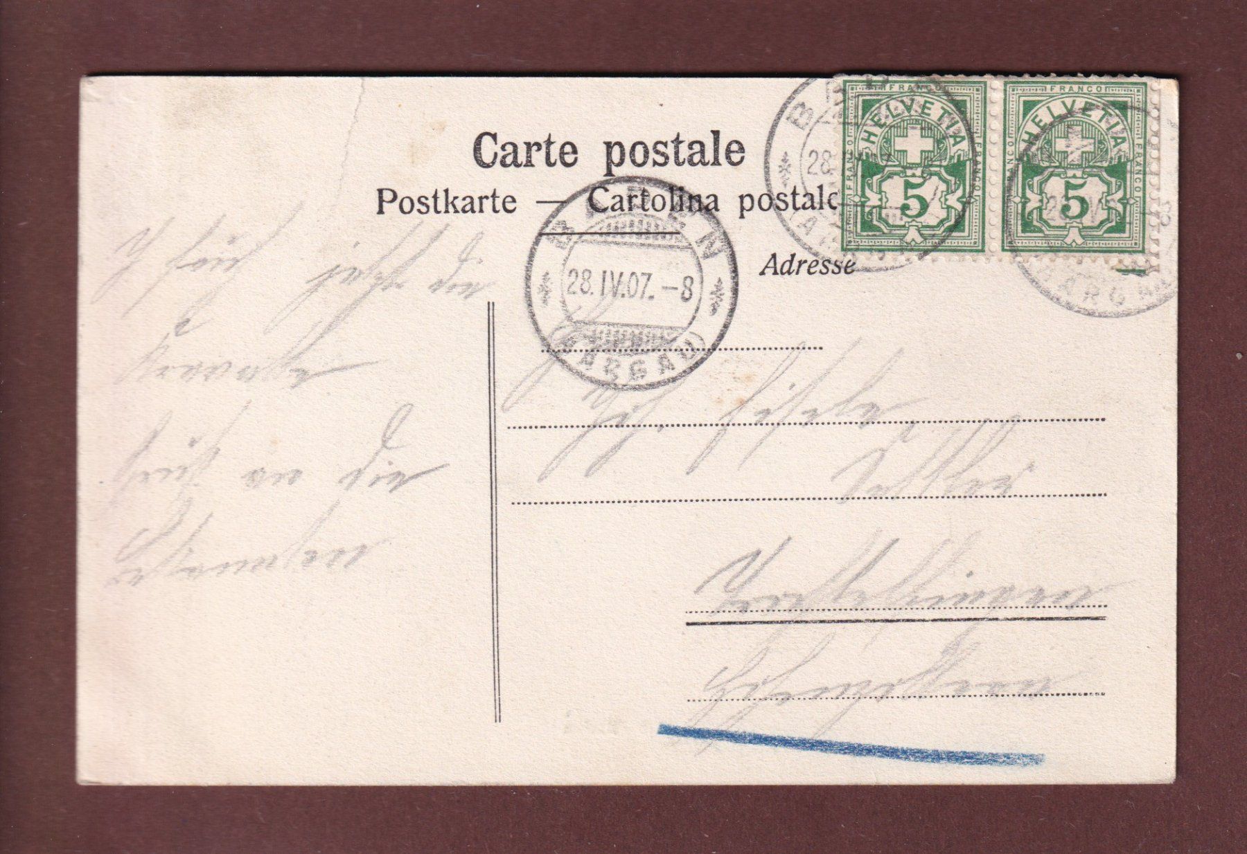 Ansichtskarten: BADEN - 1907 – Gebraucht aus Pully von nicecards 1