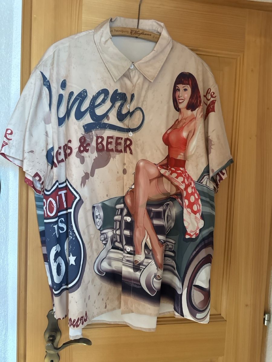 Hemden: Hemd Diner Print kurzarm 3xl – Gebraucht aus Mönthal von Shaycat13