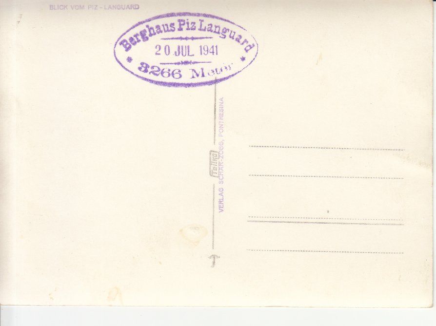 Cartoline postali: Piz Languard ca. 1945 – Usato da Bürglen TG venduto da StampGraf 1