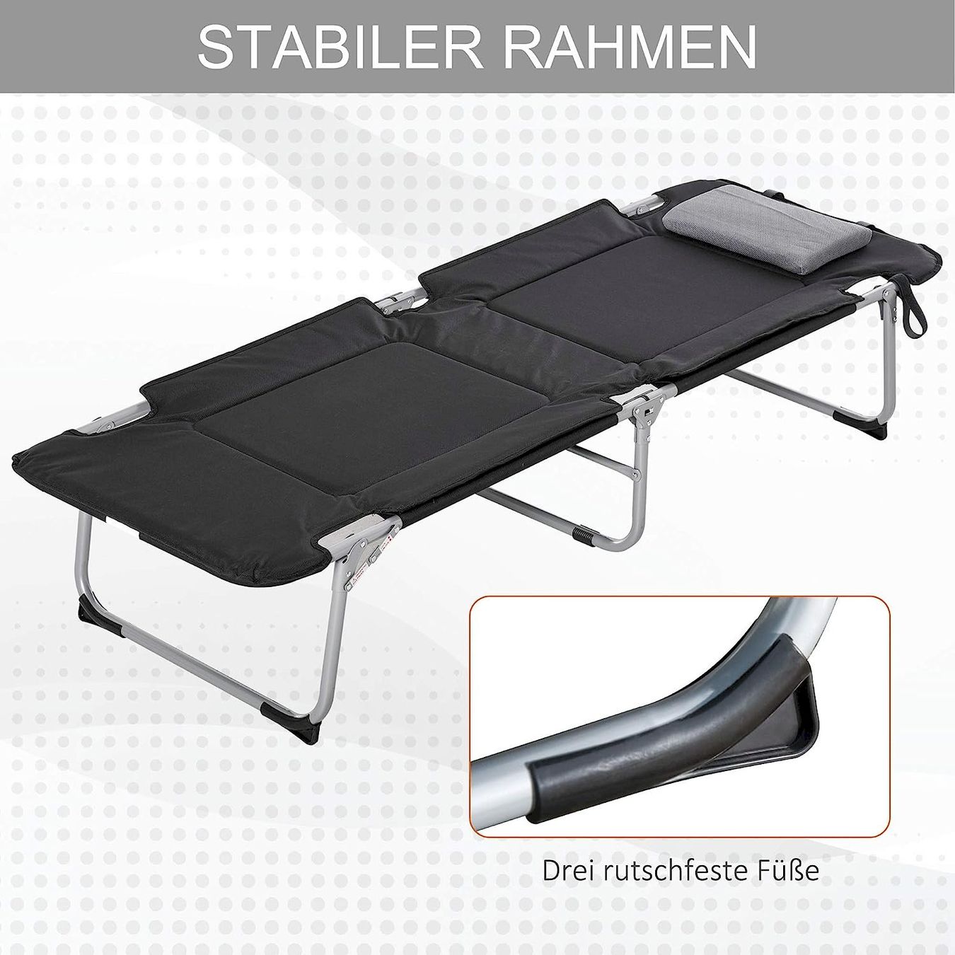 Sedie a sdraio: Outsunny Campingbett Schwarz – Nuovo e nell'imballaggio originale da Bottighofen venduto da zaap 4