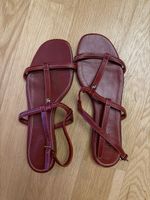 Sandalen Bally Dunkelrot Leder Gr. 38.5 mit Beutel, wie NEU