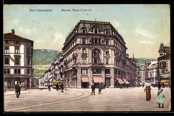 Ansichtskarten: AK Biel, Centralplatz, 1910 – Gebraucht aus Berlin von bartko-reher