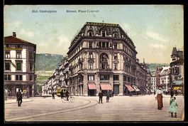 AK Biel, Centralplatz, 1910