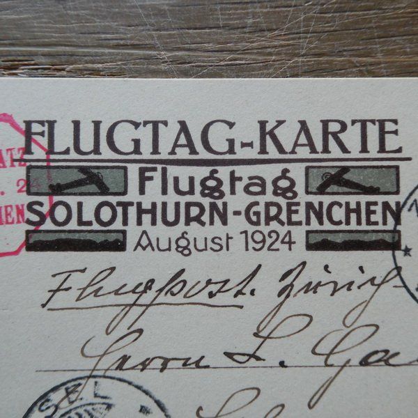 Alle Briefmarken: 1924 CH - FLUGTAG - KARTE Solothurn / Grenchen – Gebraucht aus Egliswil von Trens01 2