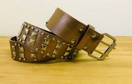 Brauner Gürtel / brown belt / metalic style