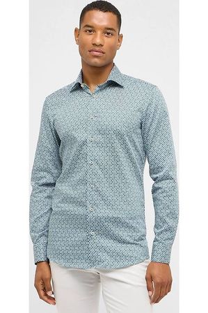 ETERNA Hemd Slim Fit / Grün mit Flowerprint / Grösse M (40)