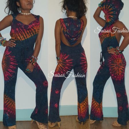 Batik Handgefärbt Hippie Boho Sommer Overall ,JumpsuitXS-L