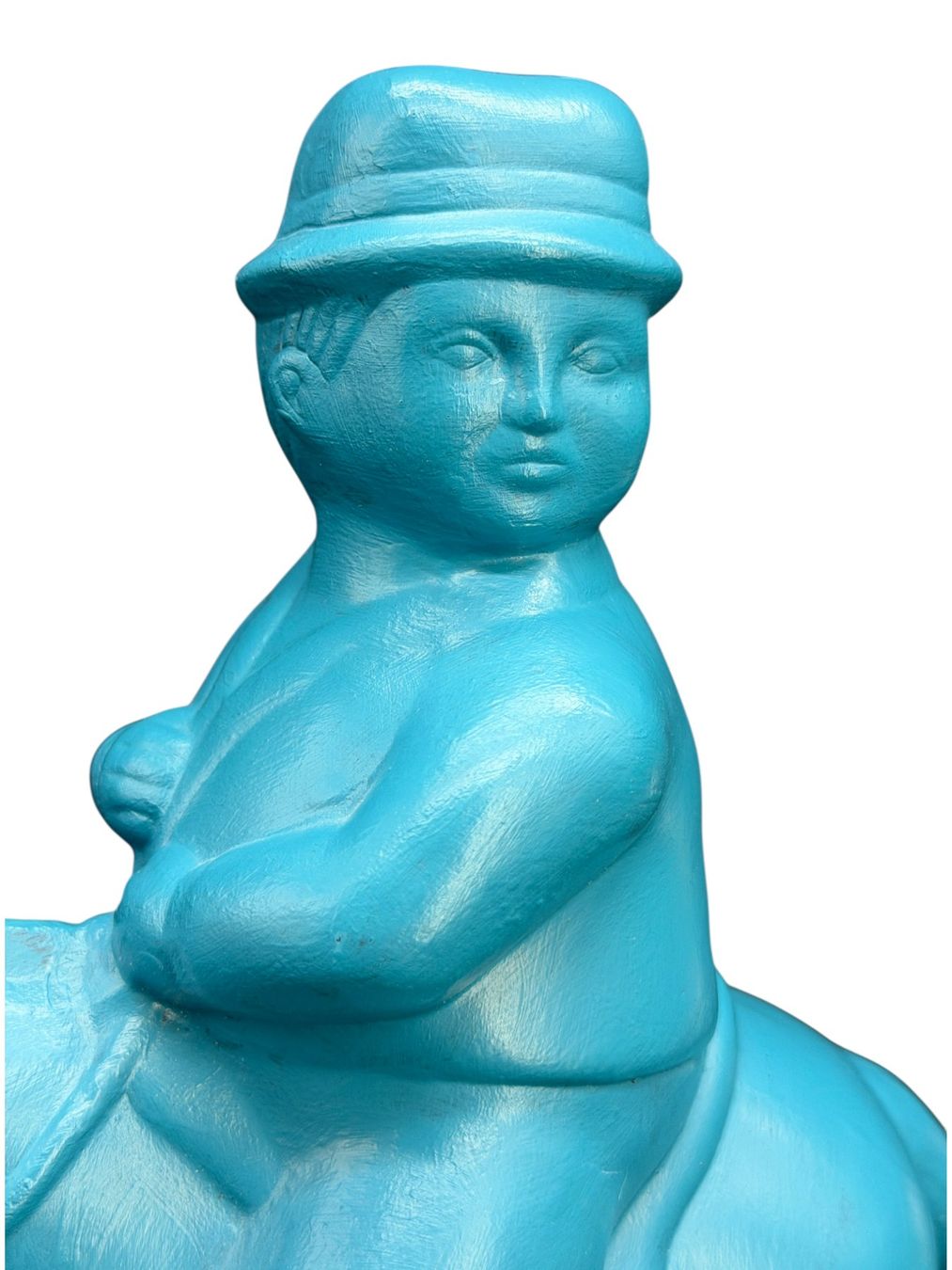 Sculture & Statue: Sculpture de chevalier en grès noir émaillé turquoise – Usato da Morges venduto da objetsdepoque 1