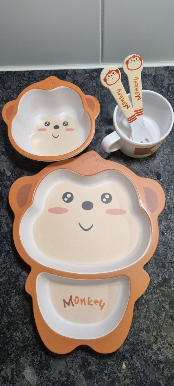Set di piatti: KINDER GESCHIRR-SET Eco Bamboo "MONKEY" – Nuovo e nell'imballaggio originale da Stäfa venduto da BURG23