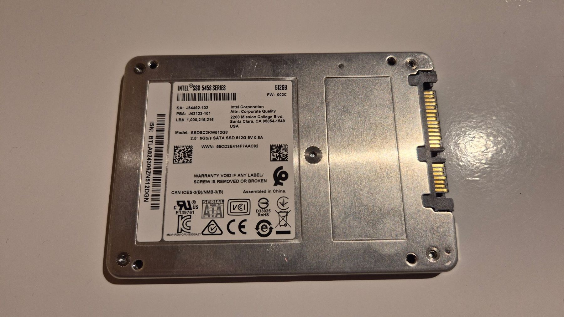 Intel Dischi rigidi: Intel SSD 545 Series, 512GB - occasion! – Usato da Tramelan venduto da Fabb 1