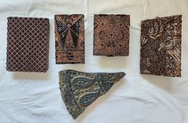 5x Sehr alte Batik Stempel Metall & Holz Druckstöcke Cap