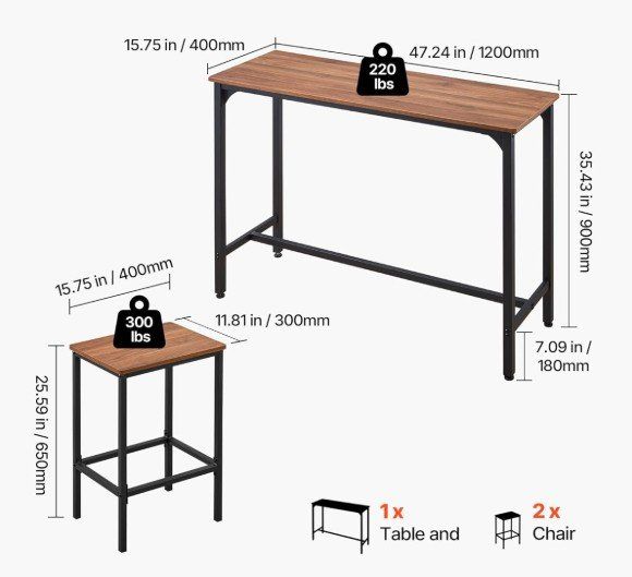Tische: Bartisch + Barhocker, 3-teilig – Neu (gemäss Beschreibung) aus Sins von Taschending 4