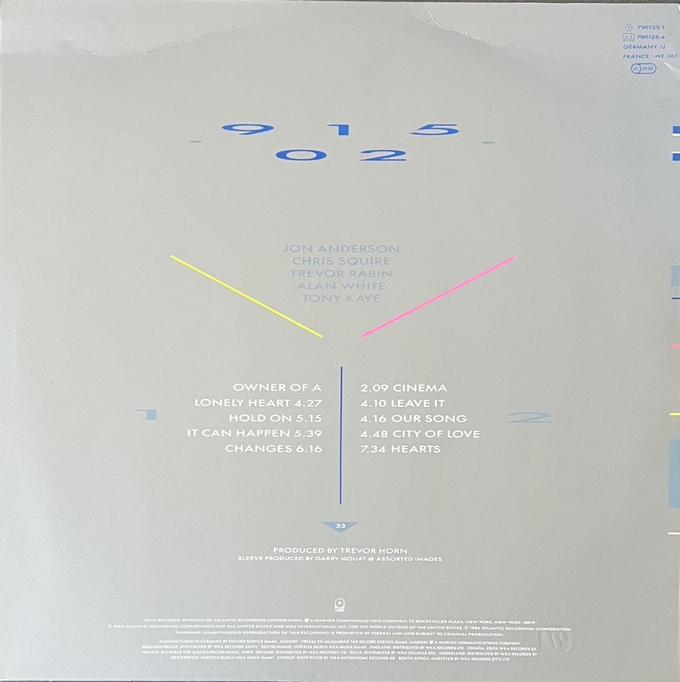 Dischi in vinile: YES -  90125      Vinyl - LP – Usato da Horw venduto da Belowzero0 1