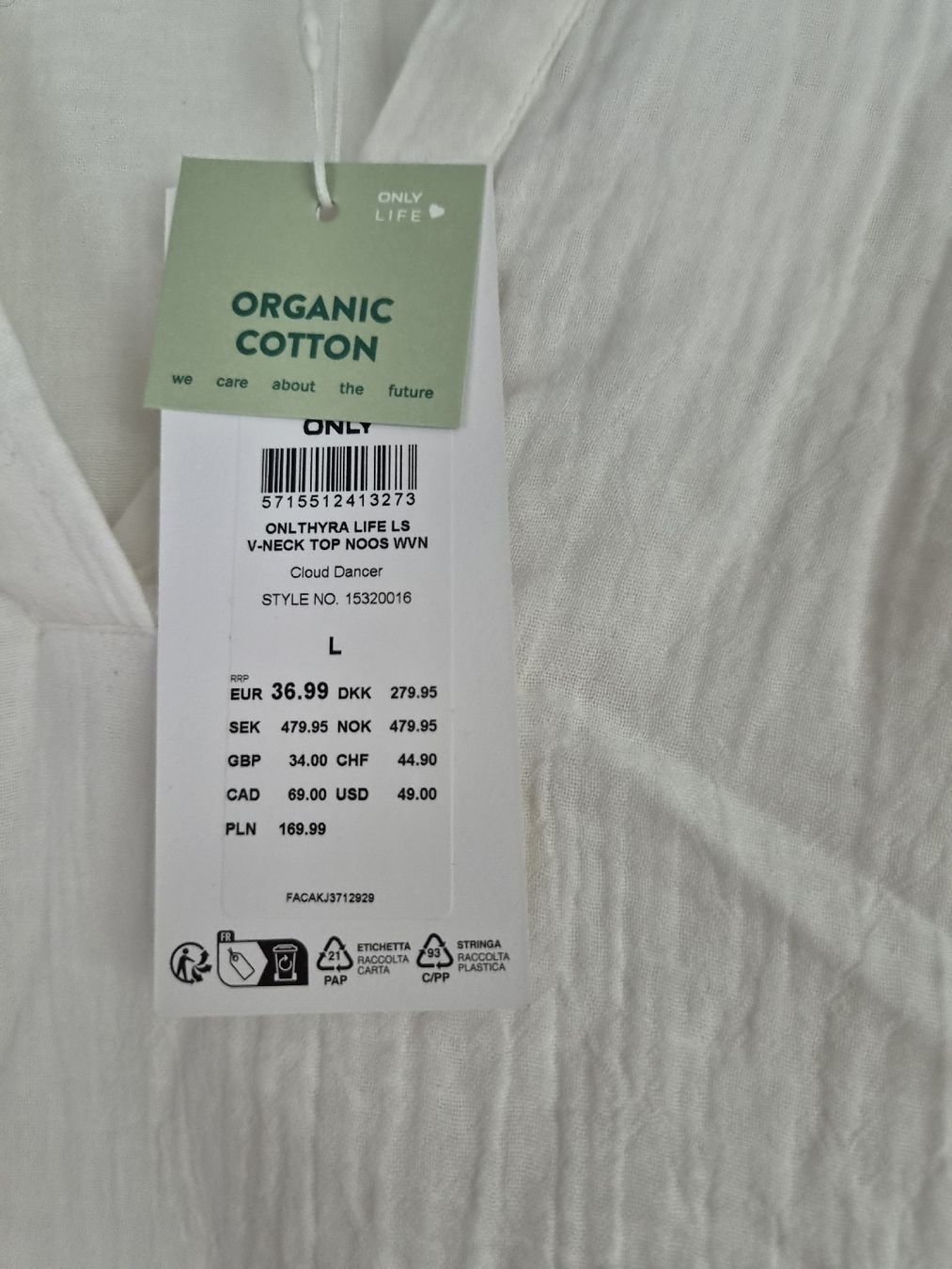 Only Camicette: ONLY Bluse, weiss, Organic Cotton, Grösse L, Neu! – Nuovo (secondo la descrizione) da Altishofen venduto da tammy05 3