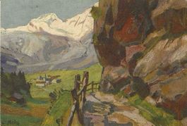 Saas-Fee von der Hohen Stiege aus - Künstlerkarte