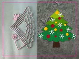 Weihnachtsbaum mit Schmuck  - Stanzschablone