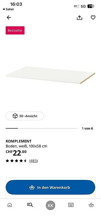 Ikea Armadi: Pax Kompliment Einlageboden weis 100x58 Originalverpackt – Nuovo e nell'imballaggio originale da Zürich venduto da kyr_k6mp 2