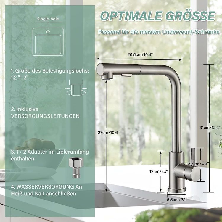 Auralum Küche Wasserhahn Einhandmischer Küchenarm Produktbild-Vorschau 7