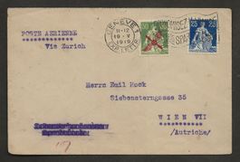 Flugpost 1919 Lausanne Genf Zürich St.Gallen Wien Luftpost