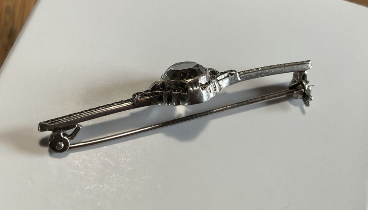 Spille & Fermagli: Hübsche Art Deco Brosche Silber 835, Rauchquarz – Usato da Oberglatt ZH venduto da Silver010 5