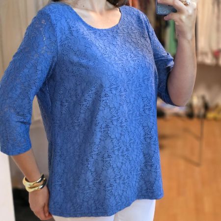 Elegante blaue Spitzenbluse 46 , L/XL 💙