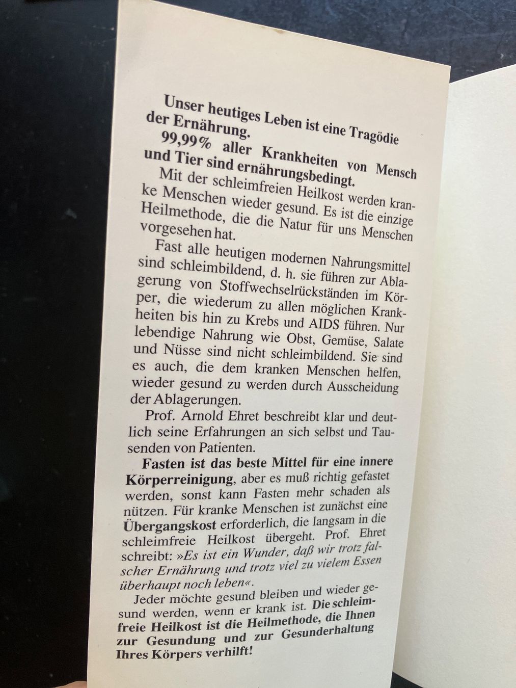 Libri: Die schleimfreie Heilkost. Prof. A. Ehret, 1989 – Usato da Wangen ZH venduto da day01 1