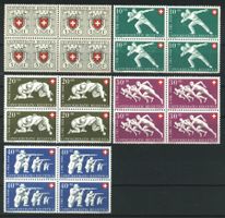 1950, Pro Patria, Viererblöcke, ohne Falz, SBK 116.– **