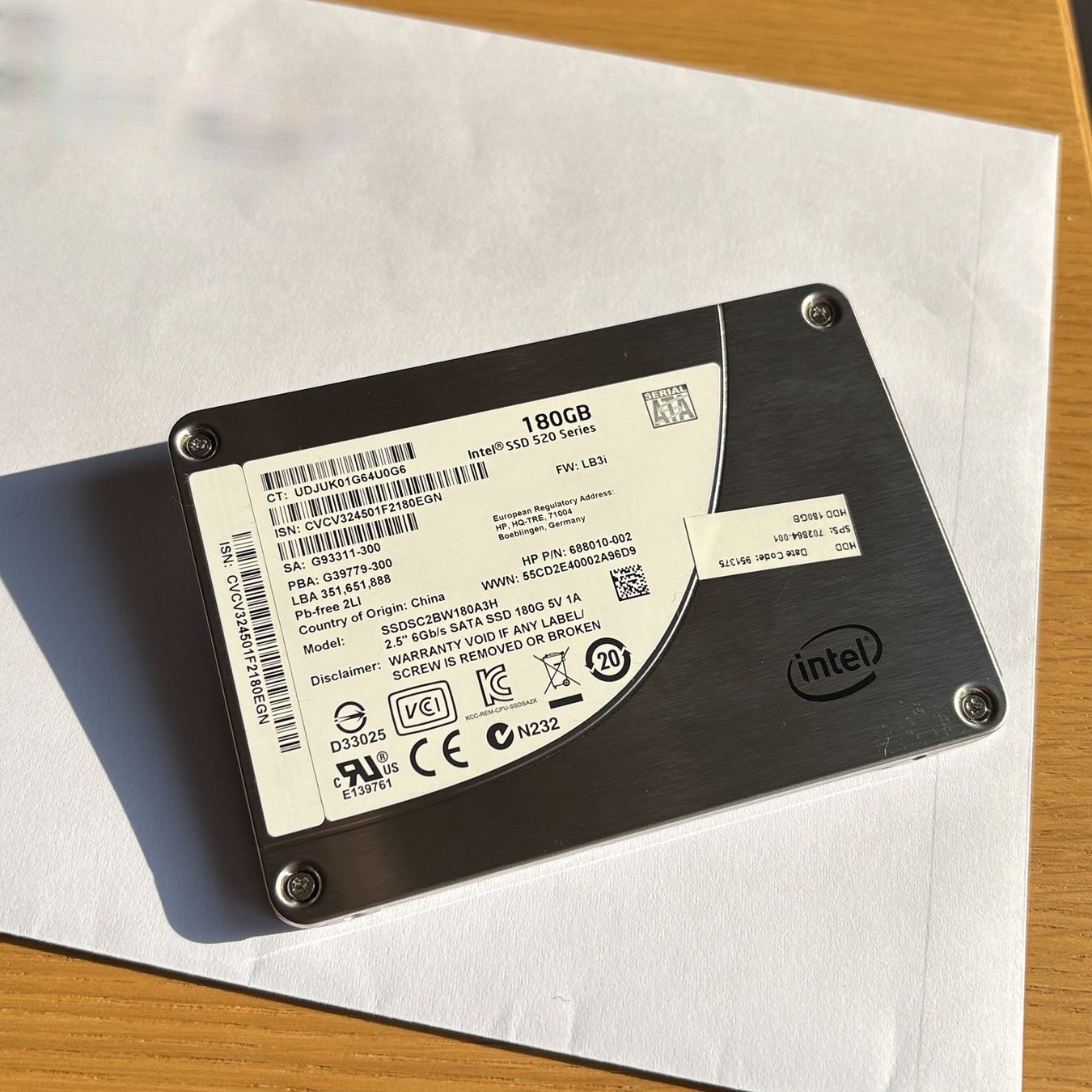 Intel Dischi rigidi: Intel 520 Series 180GB SATA SSD – Usato da Horw venduto da markro01